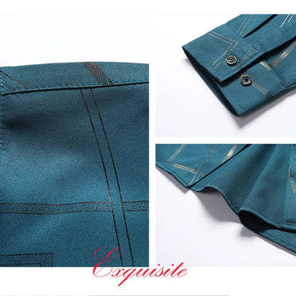 Men's Casual and Fashionable Long Sleeved Printed Shirt, Non Ironing and Wrinkle Resistant Business Top - The Dock Drop