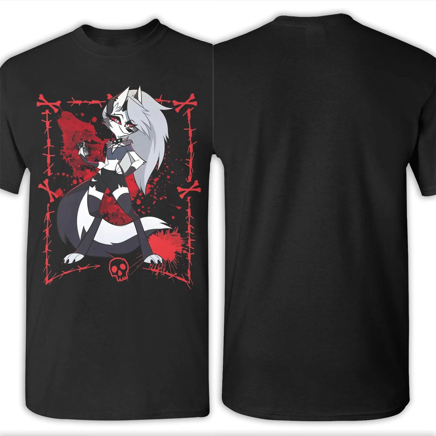 Teens Anime Skull Graphic T – Shirt – Streetwear Cotton Tee – Black – Xxxl