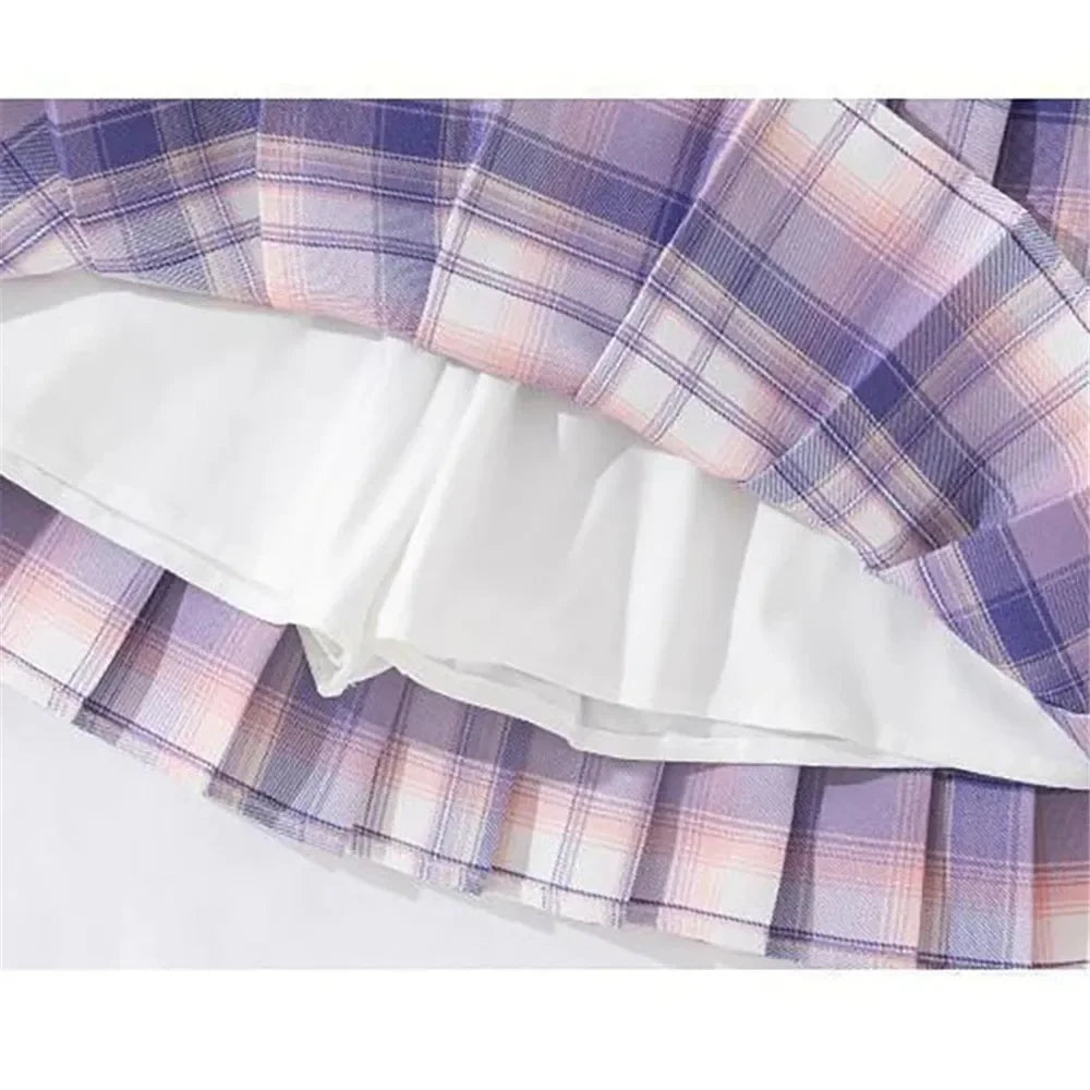 Girls’ T-Shirt & Plaid Skirt Set – 2 Piece Outfit
