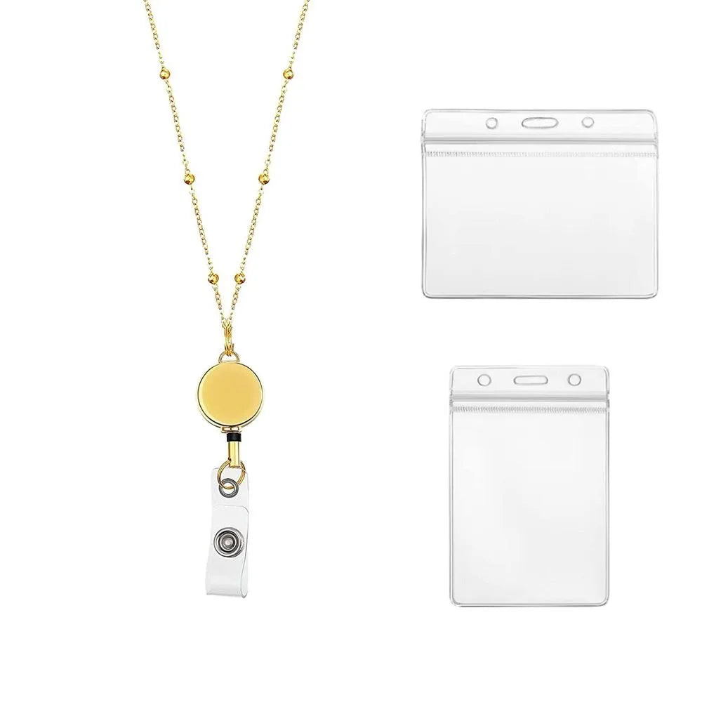 Stainless Steel Beaded Retractable Cruise Lanyard – Waterproof ID Badge Holder