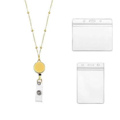 Stainless Steel Beaded Retractable Cruise Lanyard – Waterproof ID Badge Holder