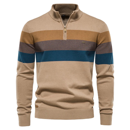 Men’s Quarter-Zip Mock Neck Knit Pullover – Long Sleeve