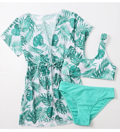 Girls 3-Piece Swimsuit Set — Bikini, Briefs and Cover-Up