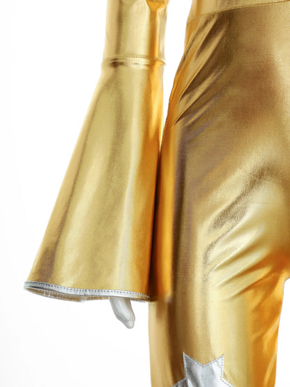 Girls’ Metallic Bell Bottom Jumpsuit – Retro Theme Night Costume