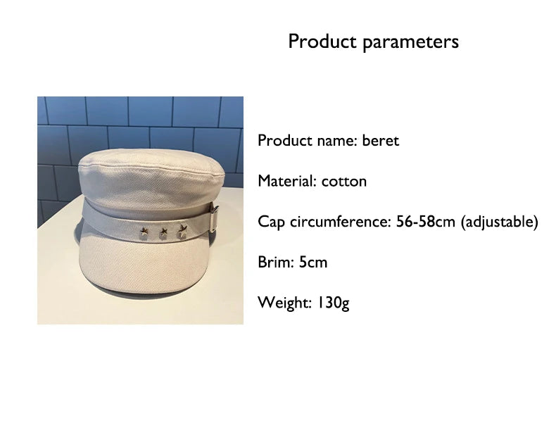 Star Accent Sailor Cap – Adjustable Cotton Hat