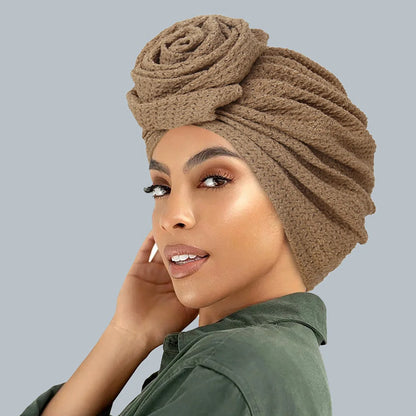 Women’s Soft Stretch Turban Head Wrap – Flower Knot, Slip-On - The Dock Drop