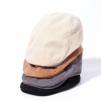 Men’s Corduroy Flat Cap – Classic Retro Newsboy Style