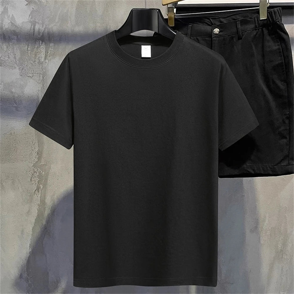Men T Shirt Summer Cotton Tops Women Solid Color Blank Tshirts O-neck Round Collar Short-Sleeve Couple White Top Tees - The Dock Drop