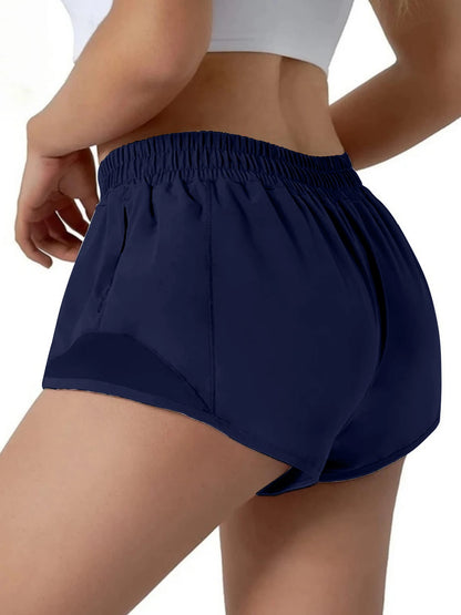 Women’s Quick-Dry Athletic Shorts – High Waist, Zipper Pockets