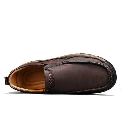 Men’s Hand-Stitched Casual Loafers – Microfiber Upper, Slip-On Comfort