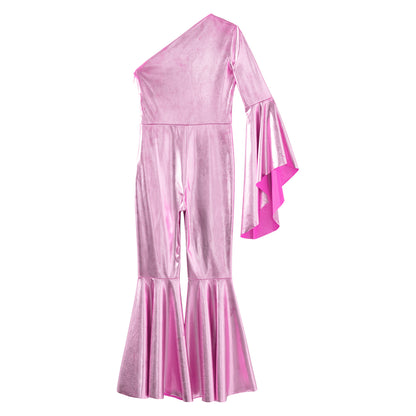 Girls’ Metallic Bell Bottom Jumpsuit – Retro Theme Night Costume
