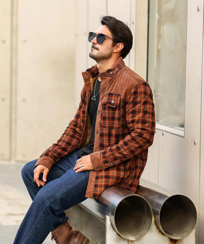 Men's Jackets Winter Windproof Warm Casual Bomber Coat Plaid Sherpa Lined Flannel Outdoor Classic Jacket Men US Size