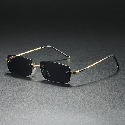 Men's Retro Rimless Rectangular UV400 Sunglasses