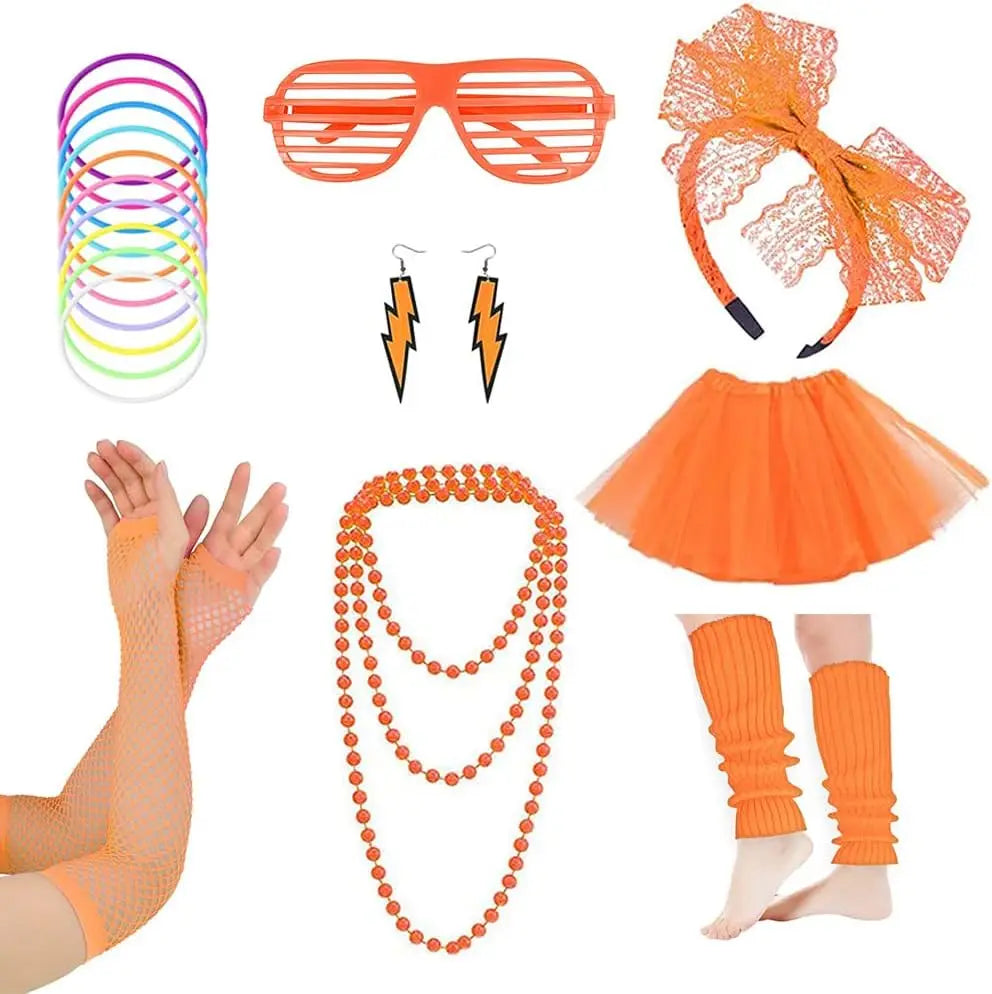 80s Cruise Party Accessory Set – Neon Retro Costume Kit – Multi-