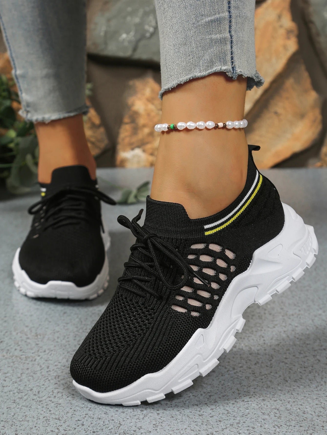 Women's peek-a-boo mesh Leopard print sneakers