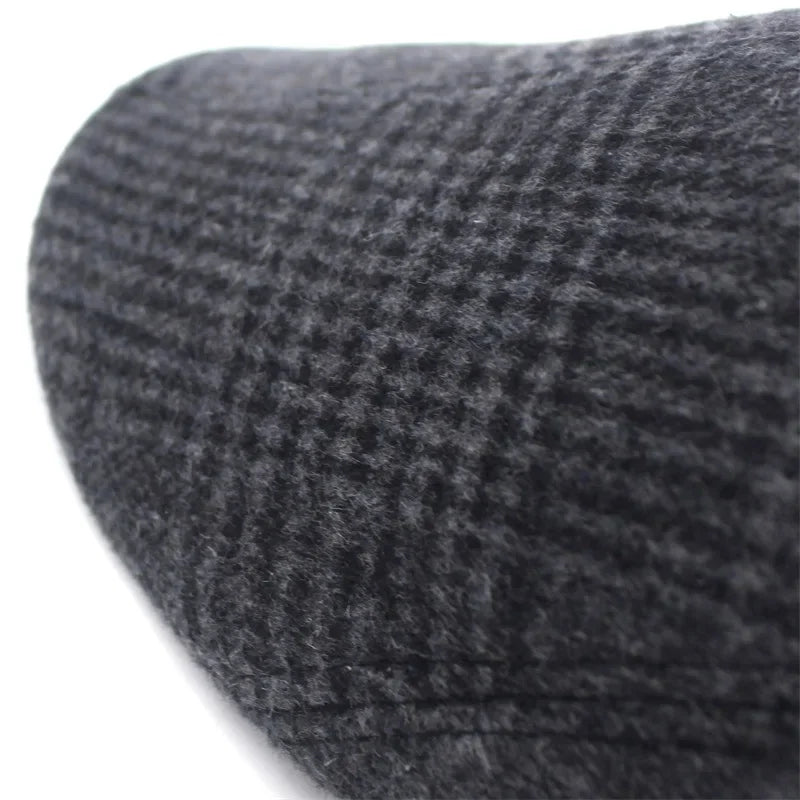 Men’s Plaid Newsboy Cap – Warm, Casual, One Size