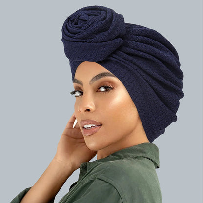 Women’s Soft Stretch Turban Head Wrap – Flower Knot, Slip-On - The Dock Drop