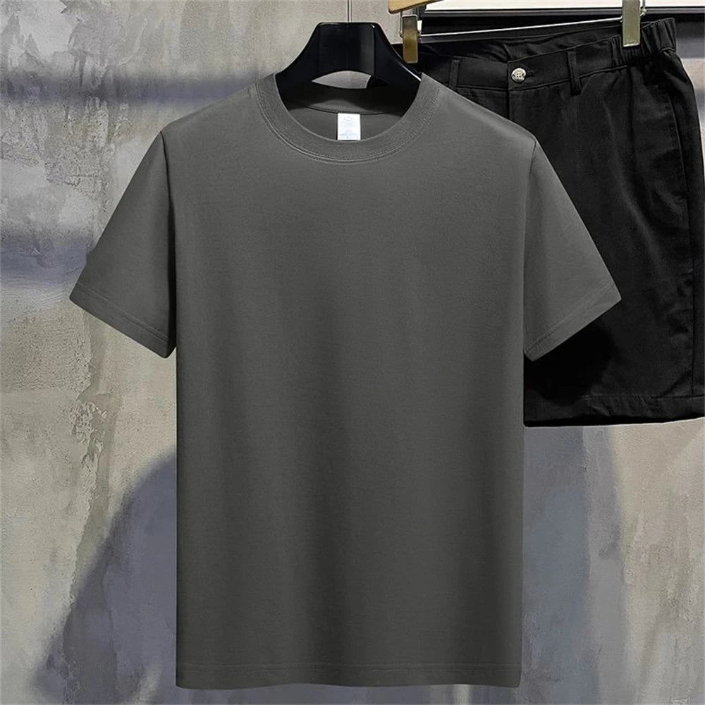 Men T Shirt Summer Cotton Tops Women Solid Color Blank Tshirts O-neck Round Collar Short-Sleeve Couple White Top Tees - The Dock Drop