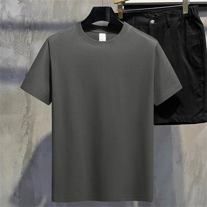 Men T Shirt Summer Cotton Tops Women Solid Color Blank Tshirts O-neck Round Collar Short-Sleeve Couple White Top Tees - The Dock Drop