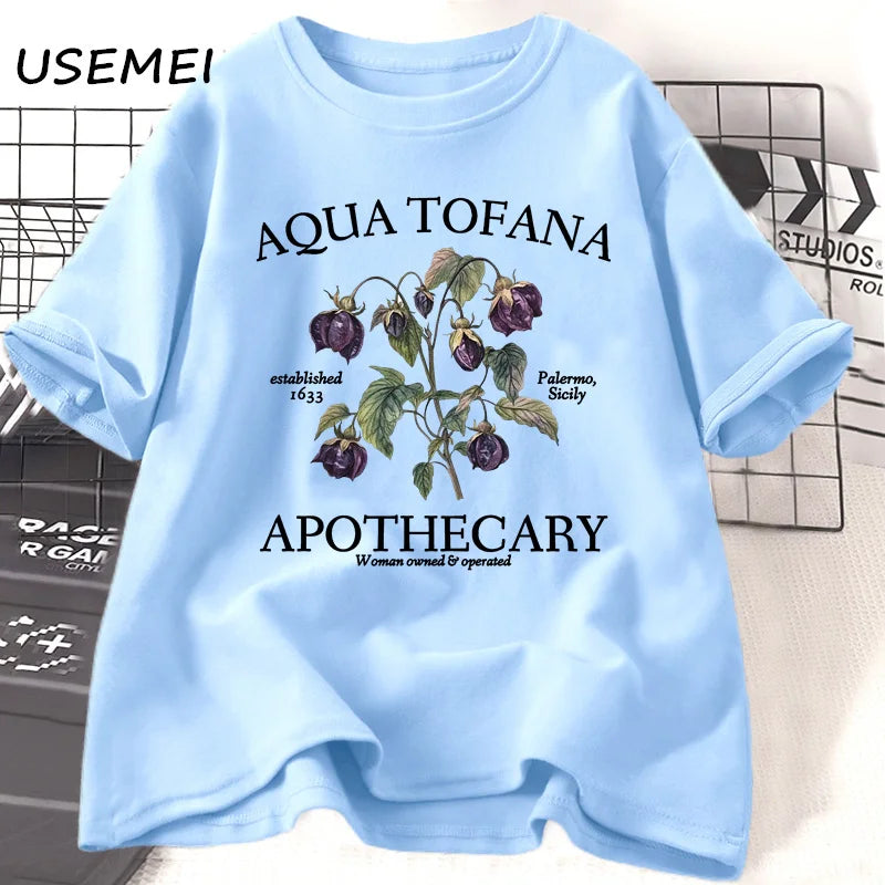 Women’s Apothecary Botanical Graphic Tee – Vintage Inspired Cotton Shirt