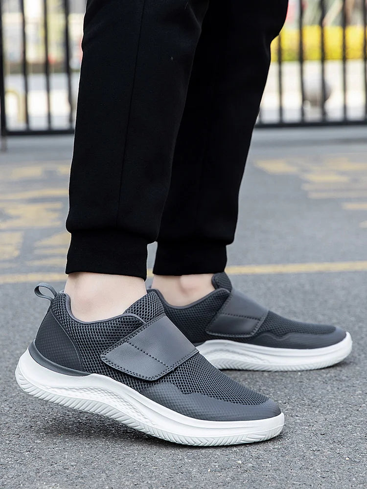 Men’s Wide Fit Walking Shoes – Adjustable Comfort Sneakers – Blue – 39