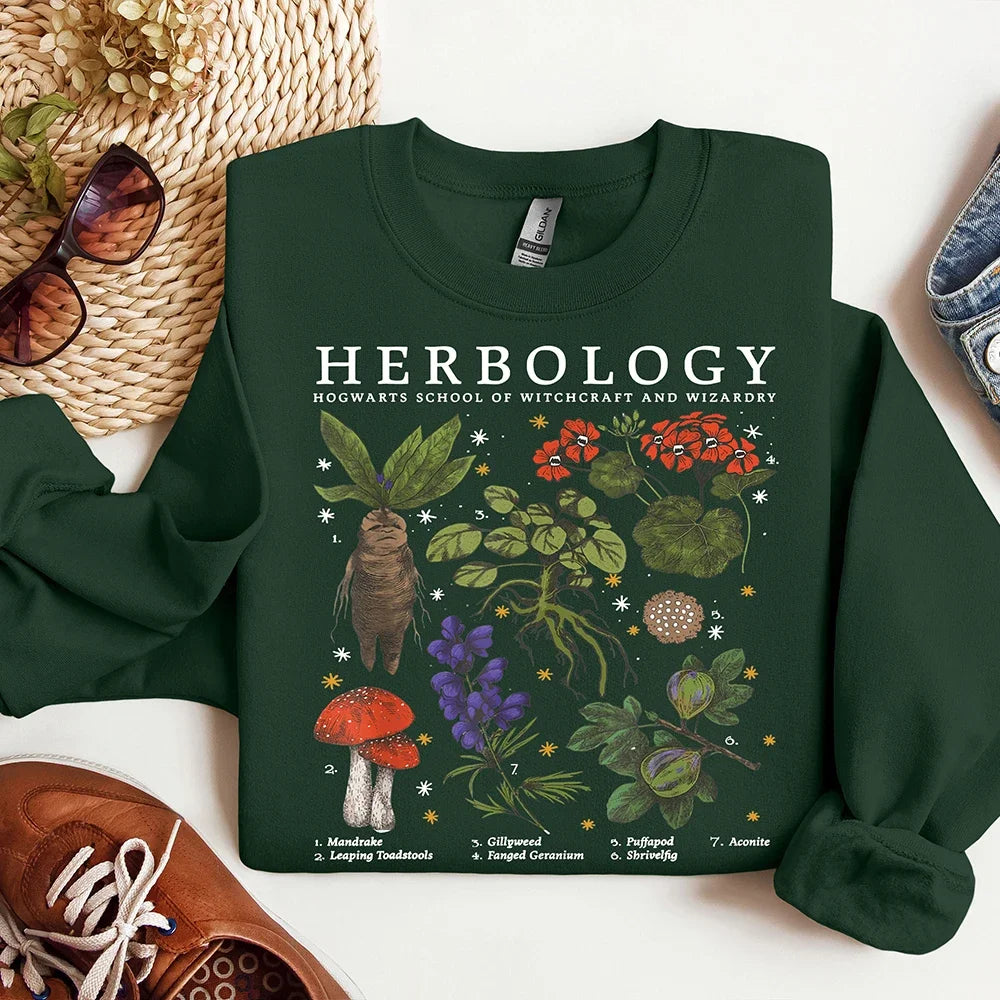 Women's Botanical Graphic Sweatshirt – Retro Academia Pullover – black2 – L