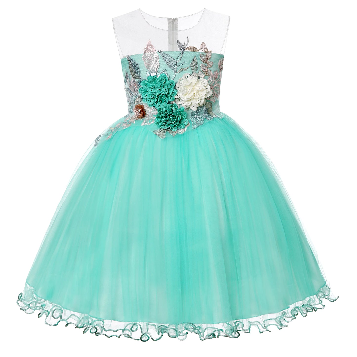 Girls' Lace Formal Dress – Elegant Sleeveless Ball Gown