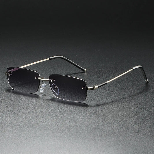 Men's Retro Rimless Rectangular UV400 Sunglasses