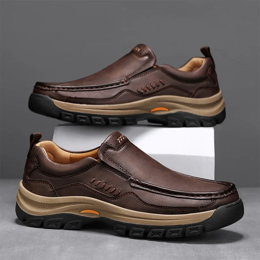 Men’s Hand-Stitched Casual Loafers – Microfiber Upper, Slip-On Comfort