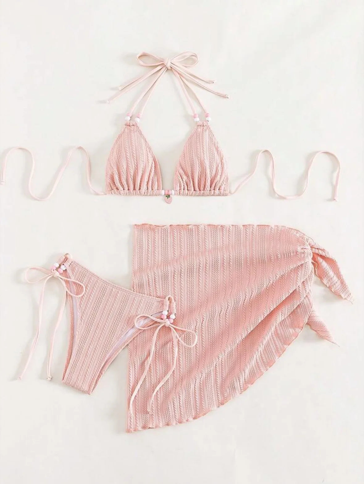 Women’s 4-Piece Wrap Bikini Set with Mesh Skirt