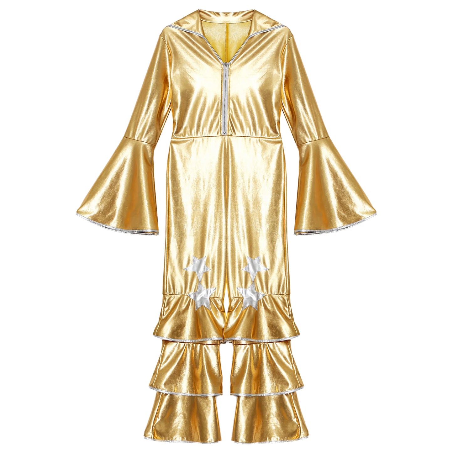 Girls’ Metallic Bell Bottom Jumpsuit – Retro Theme Night Costume