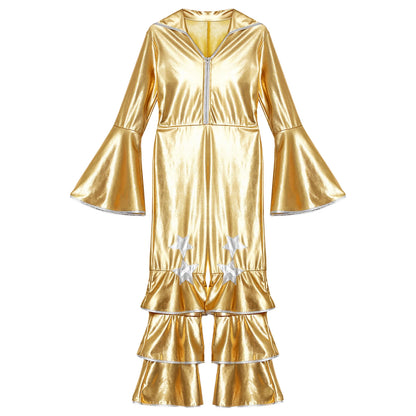Girls’ Metallic Bell Bottom Jumpsuit – Retro Theme Night Costume