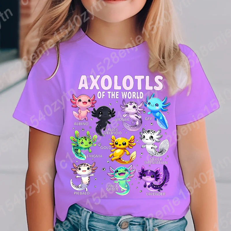 Kids’ Axolotl Graphic Tee – Soft, Comfy Crewneck