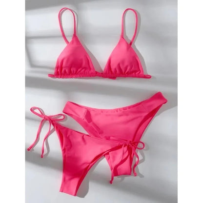 Women's 3-Piece Triangle Bikini Set – Tie Side Swimwear