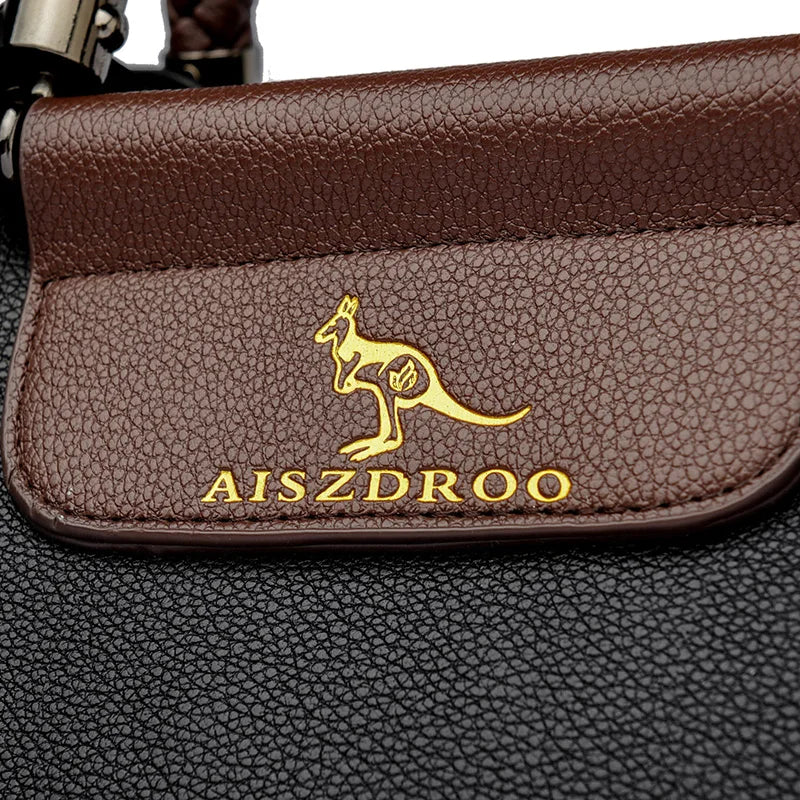 Elegant Pattern Tote – Kangaroo Brown Shoulder Handbag with Braided Handle