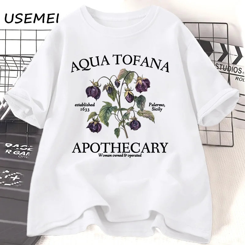 Women’s Apothecary Botanical Graphic Tee – Vintage Inspired Cotton Shirt