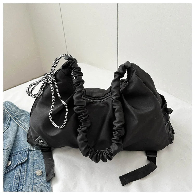 Women’s Ruched Gym Bag – Shoe Pocket, Wet Compartment & Yoga Mat Strap