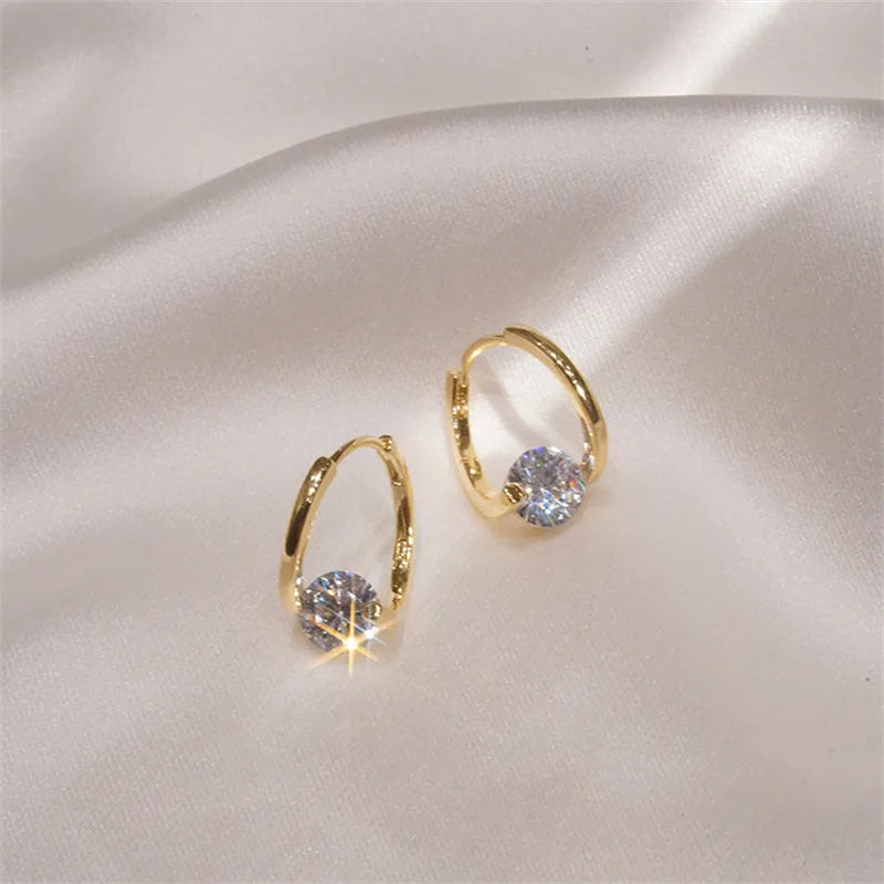 Women’s Sterling Silver Moissanite Hug Hoop Earrings – 6.5mm Stone