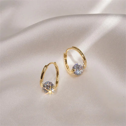 Women’s Sterling Silver Moissanite Hug Hoop Earrings – 6.5mm Stone