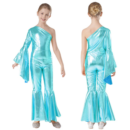Girls’ Metallic Bell Bottom Jumpsuit – Retro Theme Night Costume