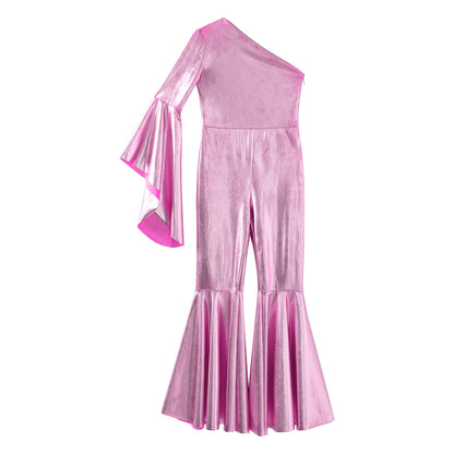 Girls’ Metallic Bell Bottom Jumpsuit – Retro Theme Night Costume