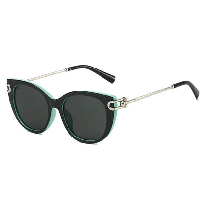 Two-Tone Square UV400 Sunglasses with Silver Accents