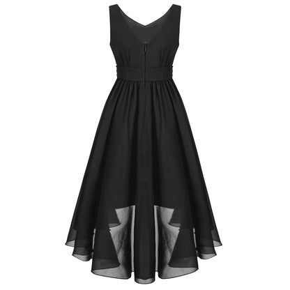 Girls’ Beaded Hi-Low Chiffon Dress – Flower Girl & Party