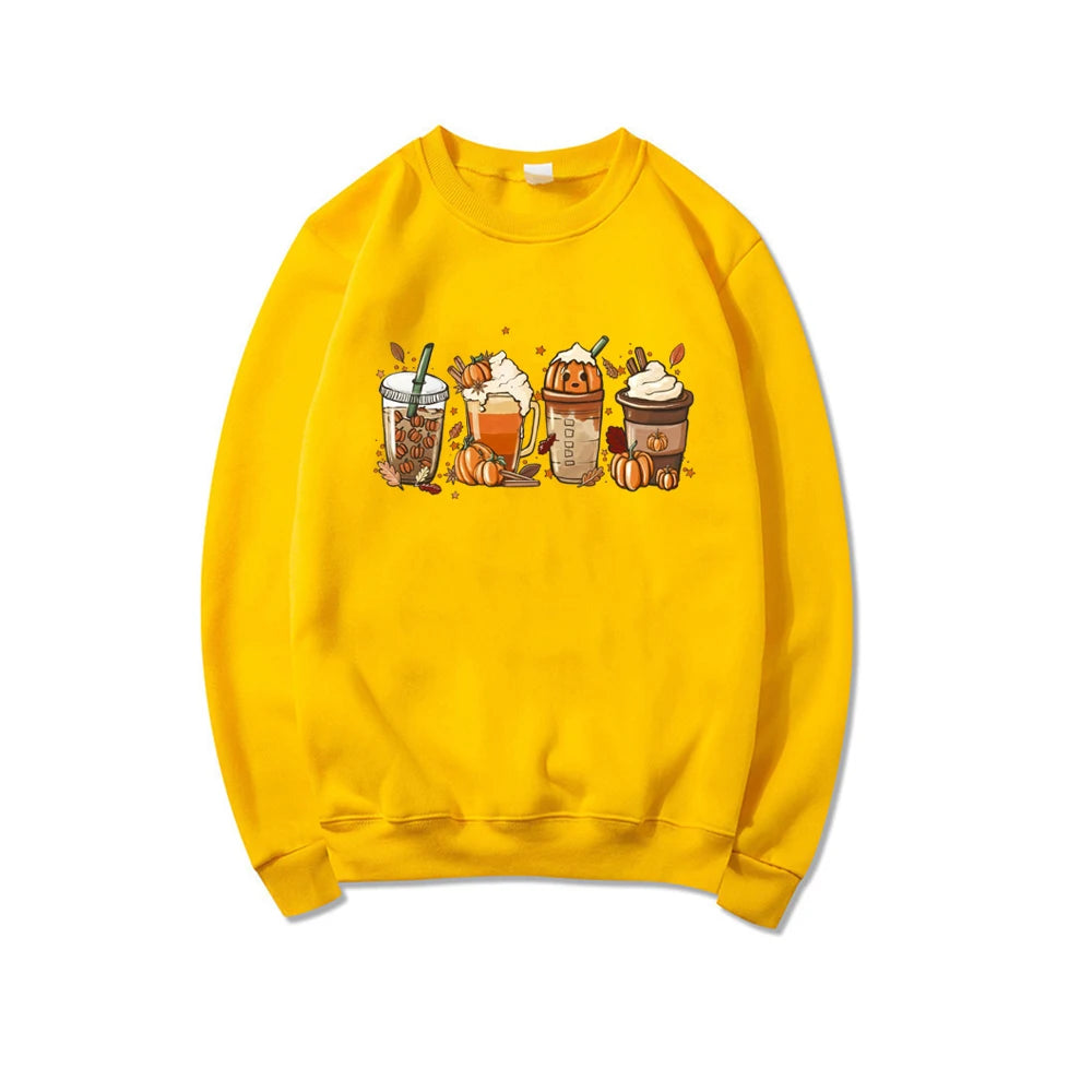 Women’s Fall Coffee Graphic Sweatshirt – Burgundy – XL