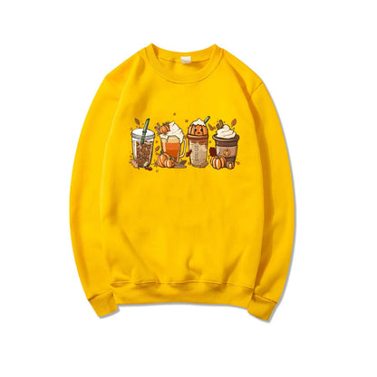 Women’s Fall Coffee Graphic Sweatshirt – Burgundy – XL