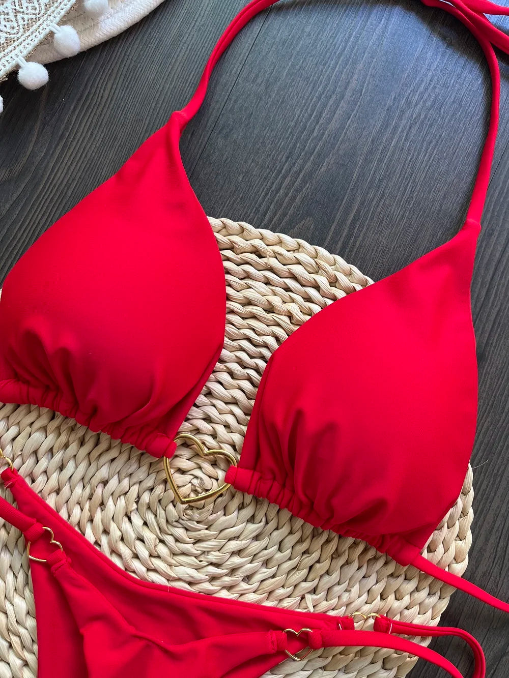 Halter Solid Triangle Bikini Set
