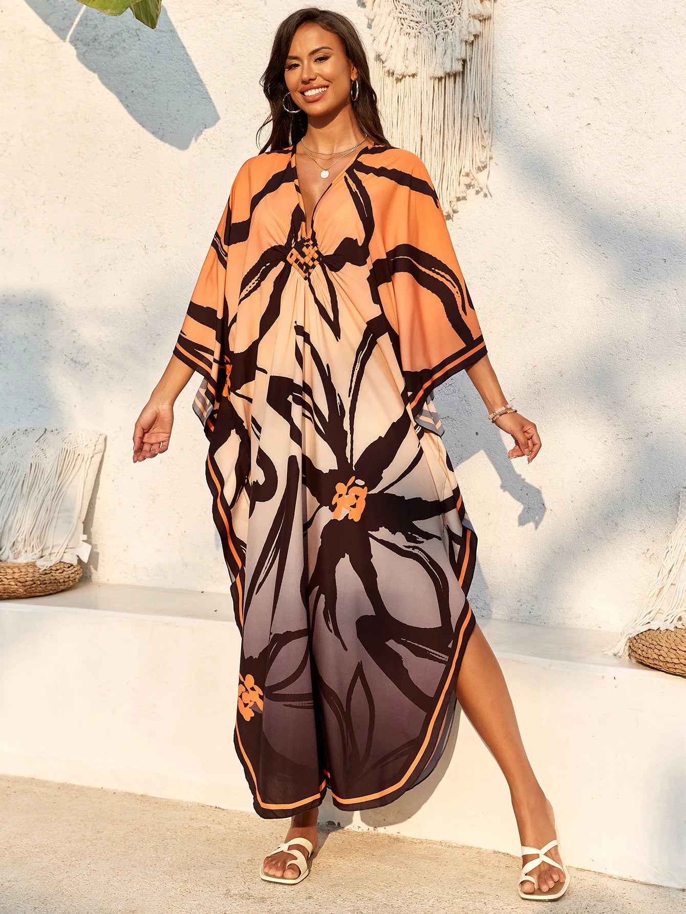 Women’s Flowing Caftan Cover-Up – Beach & Poolside Elegance