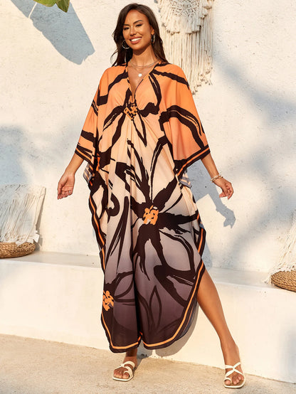 Women’s Flowing Caftan Cover-Up – Beach & Poolside Elegance