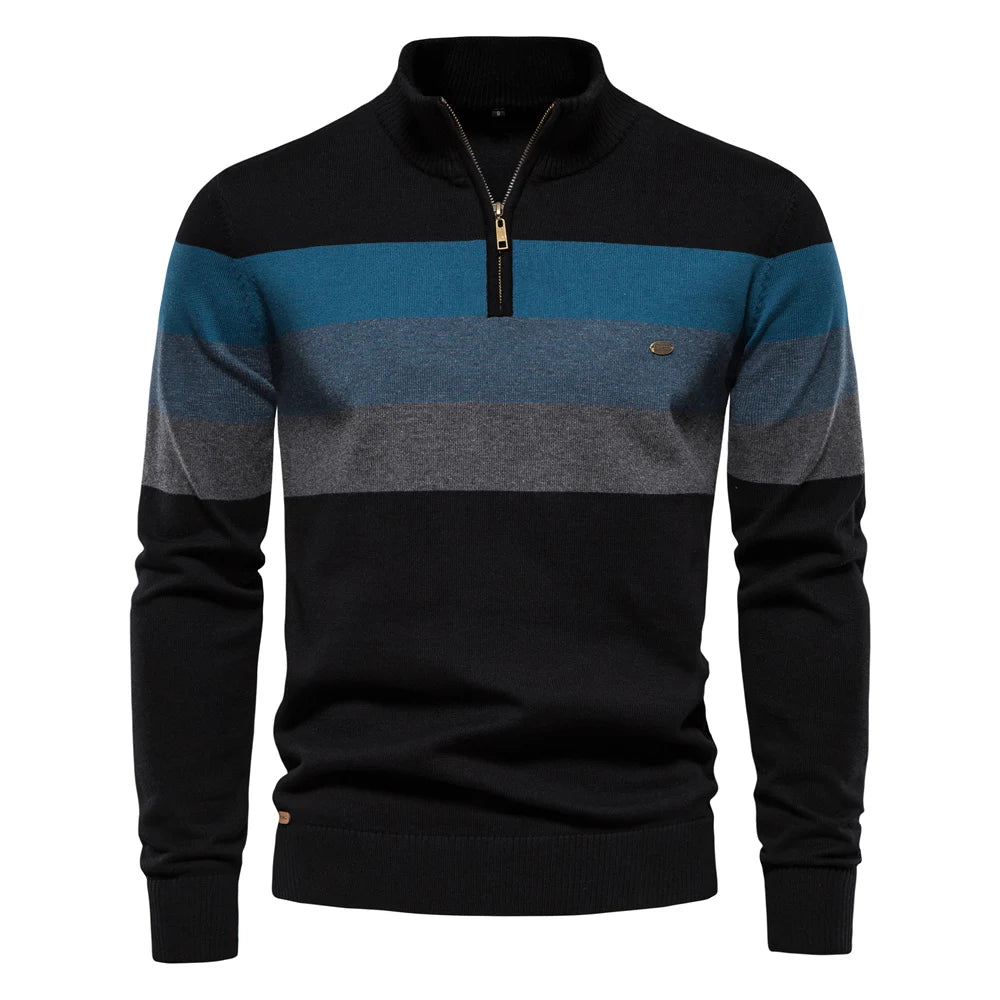 Men’s Quarter-Zip Mock Neck Knit Pullover – Long Sleeve