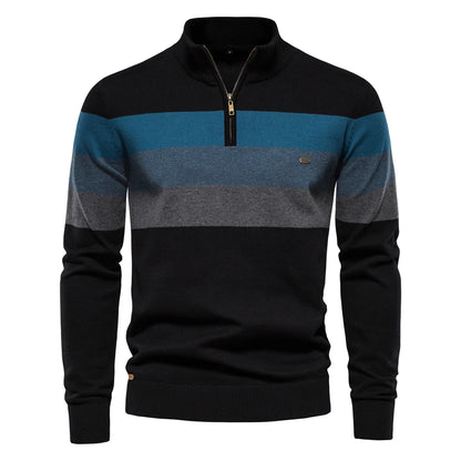 Men’s Quarter-Zip Mock Neck Knit Pullover – Long Sleeve